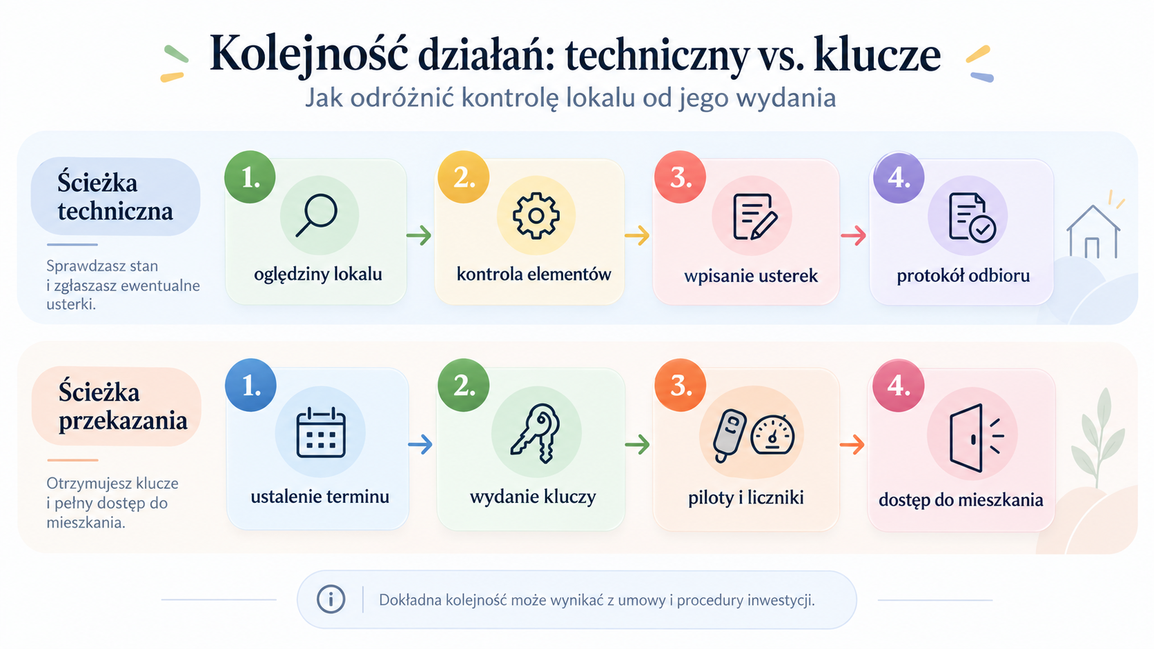 Przykładowe ułożenie odbioru technicznego i wydania kluczy w procesie zakupu